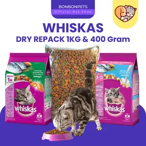 Whiskas Repack 1 kg dan 400gr Adult Junior Wiskas Dry Makanan Kucing Kering Whiskas adult tuna 400gr