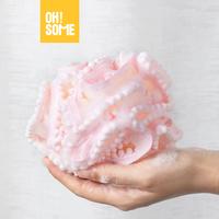 Gambar OHSOME - Premium Bath Ball With Soft Massage Beads With Foaming Strap/ Bath Net Ball/ Loofah - Pink dari OHSOME Homeliving Kab. Bekasi 1 Tokopedia