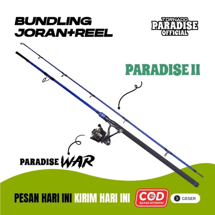 Set Pancing Joran Paradise II + Reel Paradise War Mancing Kolam & Laut - 180 CM, 4000+