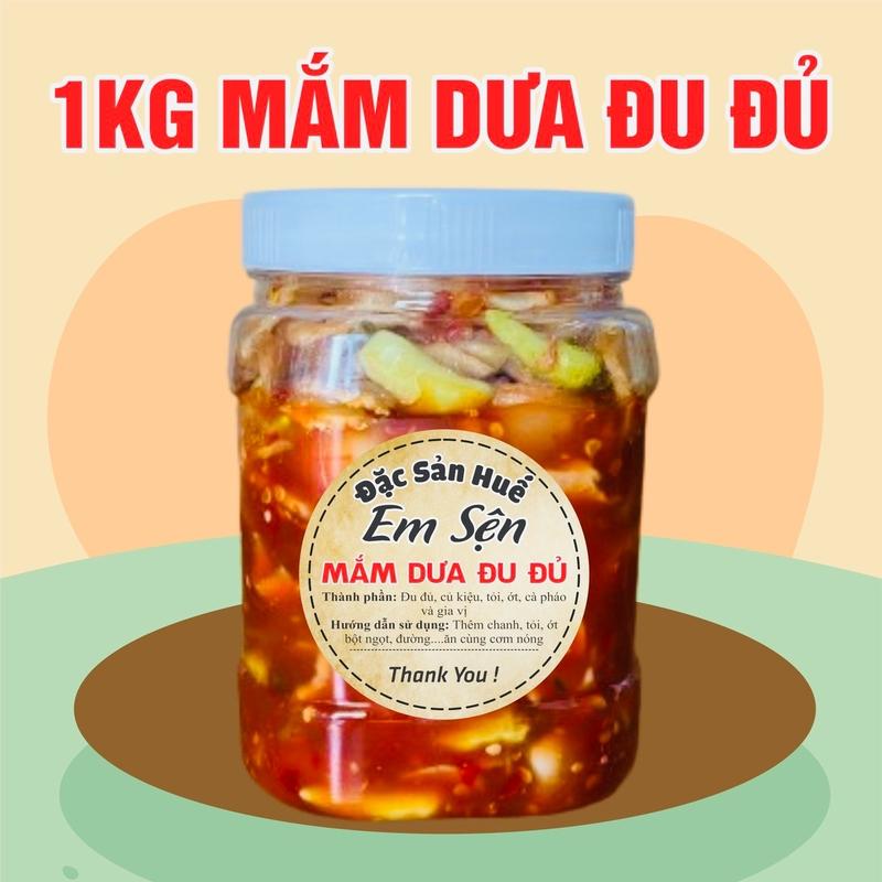  Mắm dưa đu đủ thập cẩm nhà Em Sện 1kg 80% dưa đu đủ   