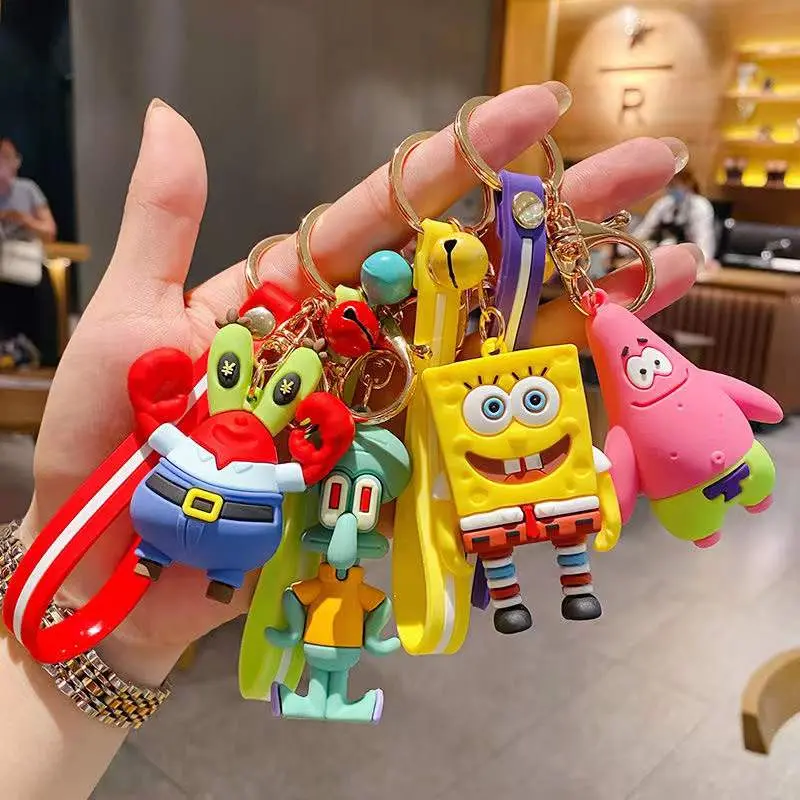 SpongeBob SquarePants Tas Liontin Kecil Kartun Gantungan Kunci Wanita Lucu Mobil Gantungan Kunci Liontin Kepribadian Pasangan Hadiah