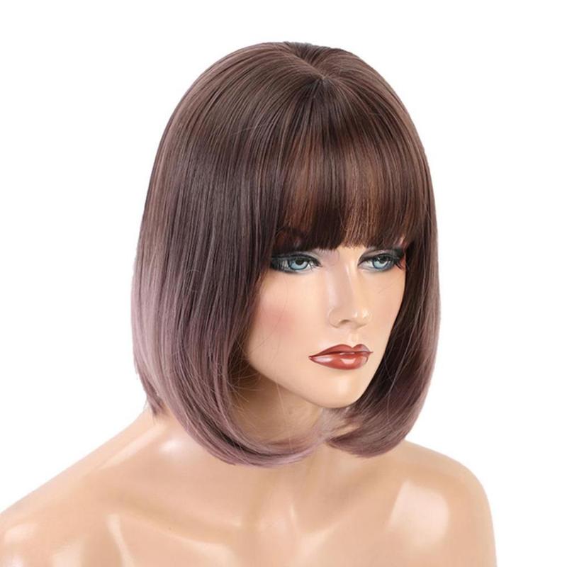 12 inch Heat Resistant Synthetic Womens Ombre Bob  for Daily Ombre Brown 4
