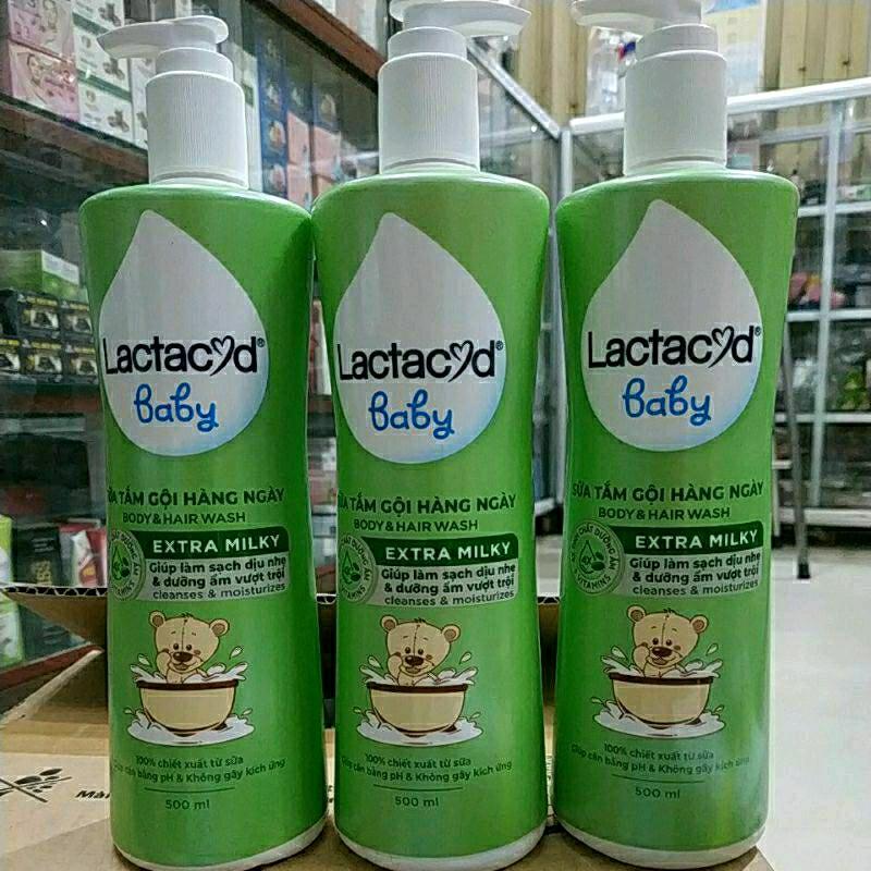 SỮA TẮM GỘI CHO BÉ LACTACYD BABY EXTRA MILKY LỚN 500ML PHÙ HỢP CHO MỌI LOẠI DA