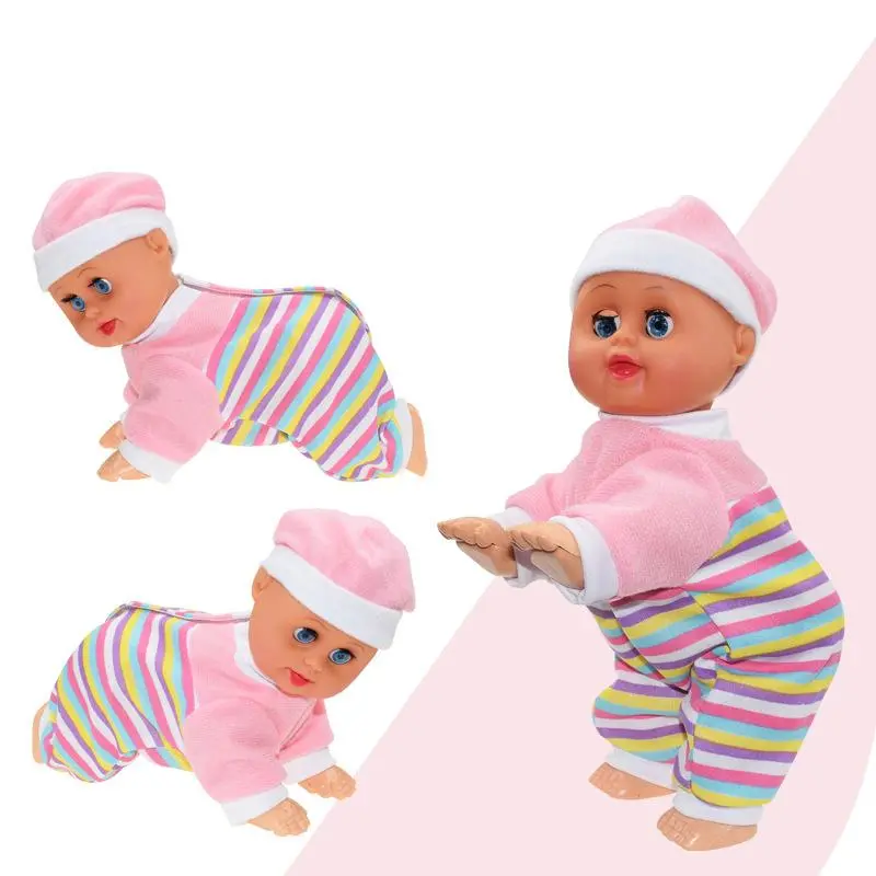 Electric Crawling Doll, 1 Count Cute Baby Doll, Electric Sound & Light Twisting Doll Toy, Fun Gift for Boys & Girls, without Battery
