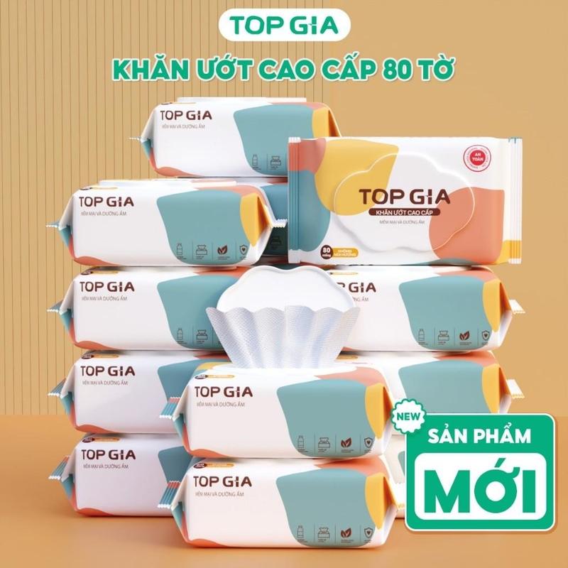 Wipes & Holders [Sản phẩm mới] KMĐB Thùng 12 gói Khăn ướt 80 tờ Topgia giấy ướt không mùi mềm mịn an toàn dành cho em bé Voi
