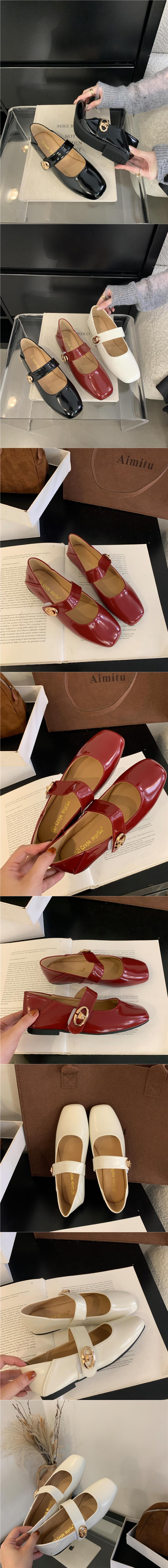 Product Introduction of Fall 2025 New French Retro Square Toe with Velcro Mary Jane Shallow Mouth Flat Pumps Women's Spring and Autumn 5