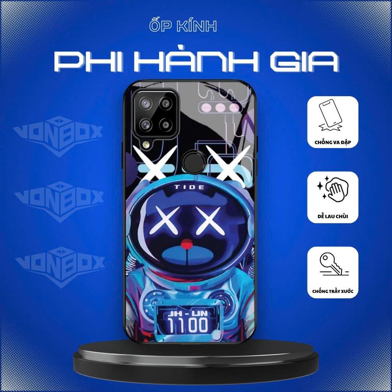  Ốp Lưng cho REALME C12 C15 ,C25 C25S Ốp kính bóng cao cấp Phi Hành Gia 