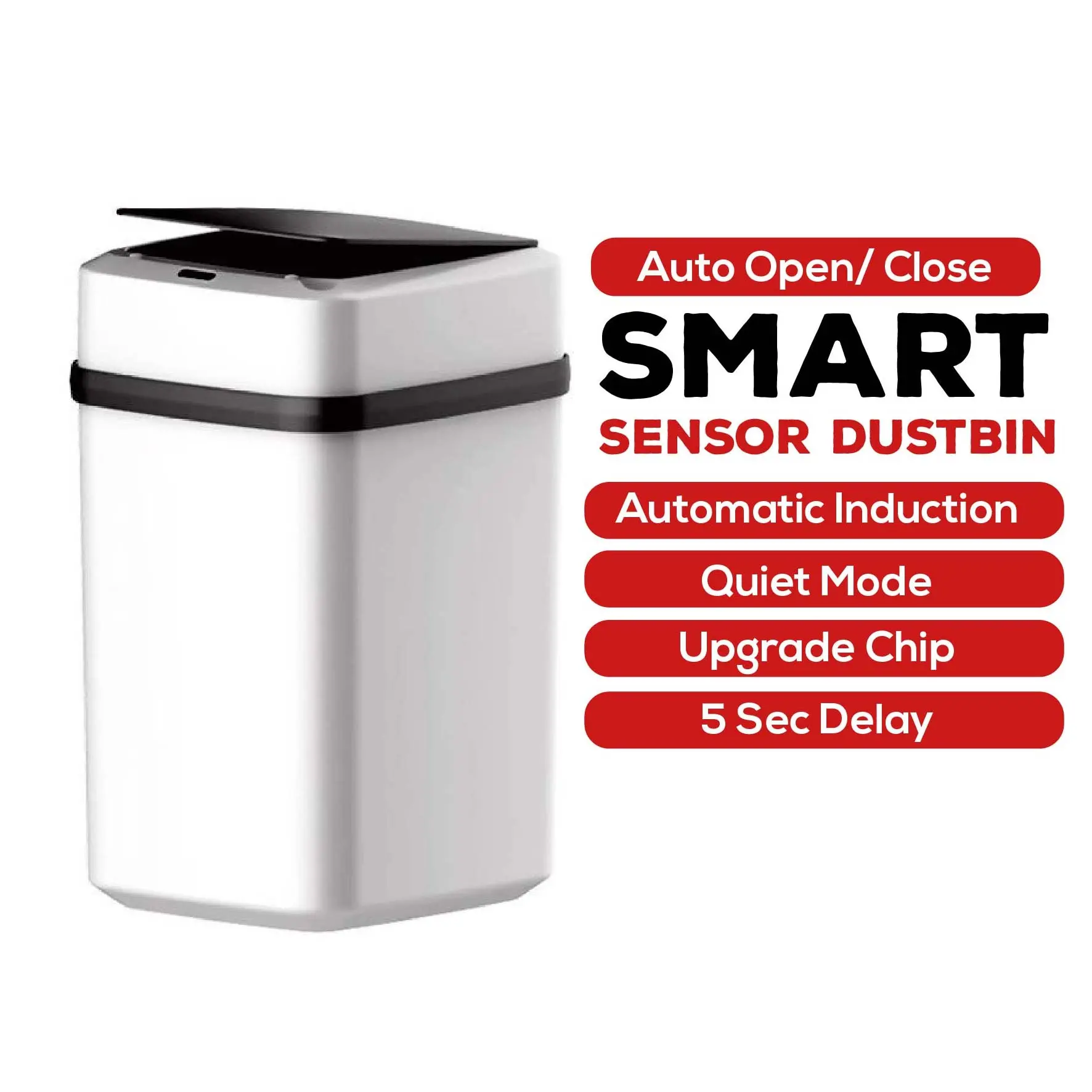 ATC • Smart Sensor Trash Automatic Opening Dustbin Smart Rubbish Bin Tong Sampah AUTO Touchless Motion Sense/Tong Sampah