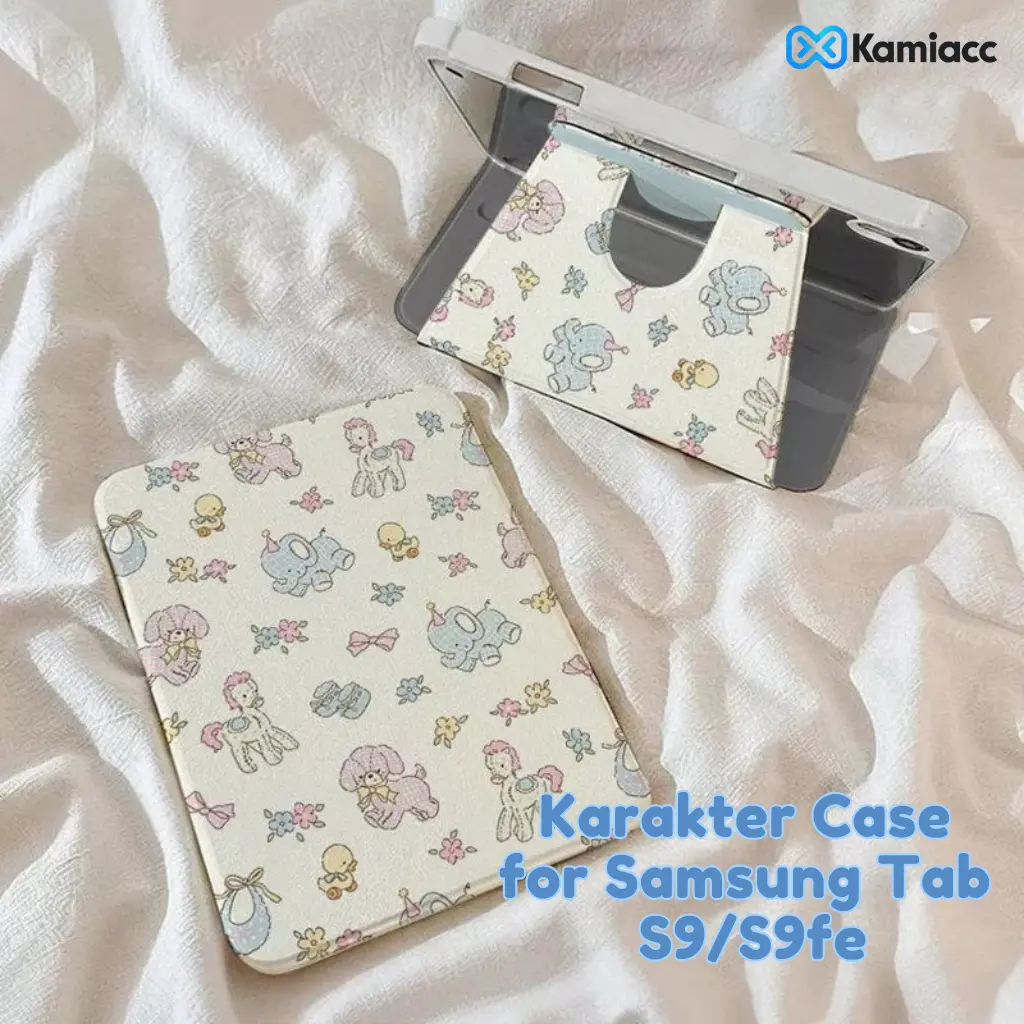 Cute Case Compatible for Samsung Tab S9/S9 Plus S7/S8 Plus S7 Fe S6 Lite S10 Lite A9/A9 Plus S6 Lite S10Fe A8 10.5" A11 Case Rotasi 360 Acrylic Casing