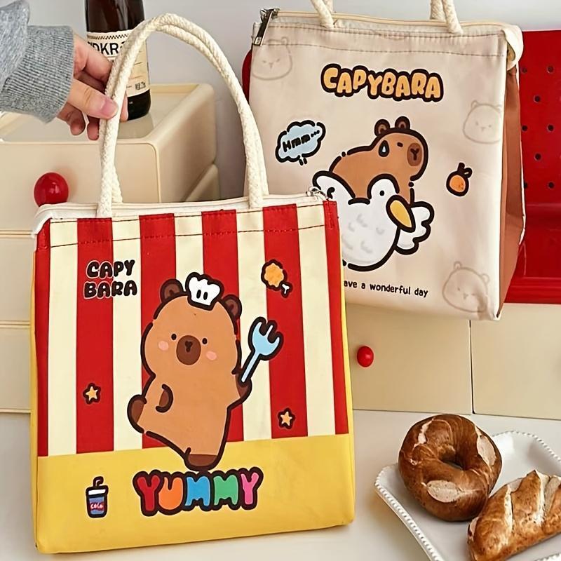 Product Introduction of A cute capybara lunch bag with large capacity, perfect for office workers and students, stylish design with insulation function, suitable for daily work and school use 3