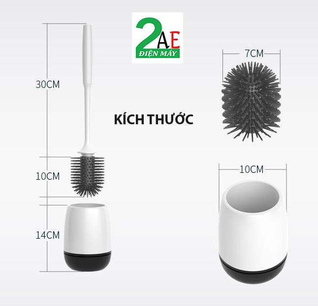 Cọ bồn cầu cao cấp kèm ống cắm Toilet Cao Su nhựa bền chổi tròn 3