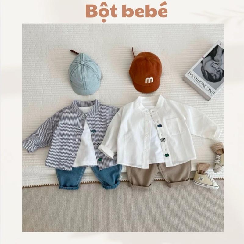 Hàng QCCC Áo sơ mi trắng cô tàu cho bé hoa tiết thêu họa tiết con vật đáng yêu