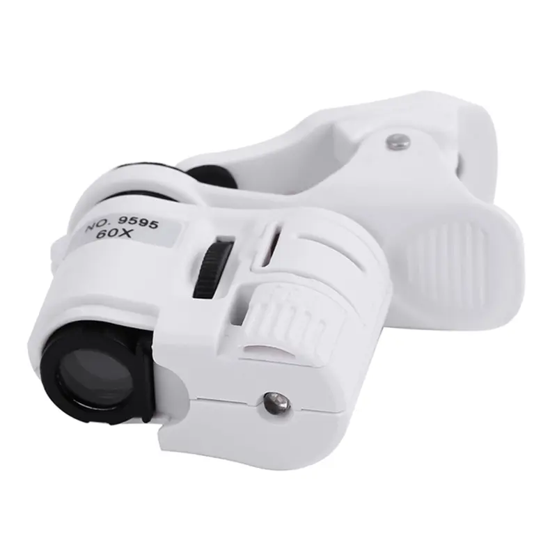 Upgrade 60X Mini Mobile Phone Microscope with UV Light Clip Loupe Microscope Magnifier for Currency Detecting Pocket