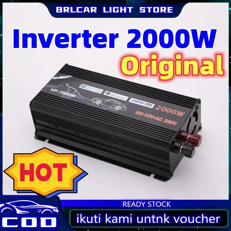 Inverter Pure Sine Wave2000W DC 12V 24V 48V to AC220V Solar Taffware