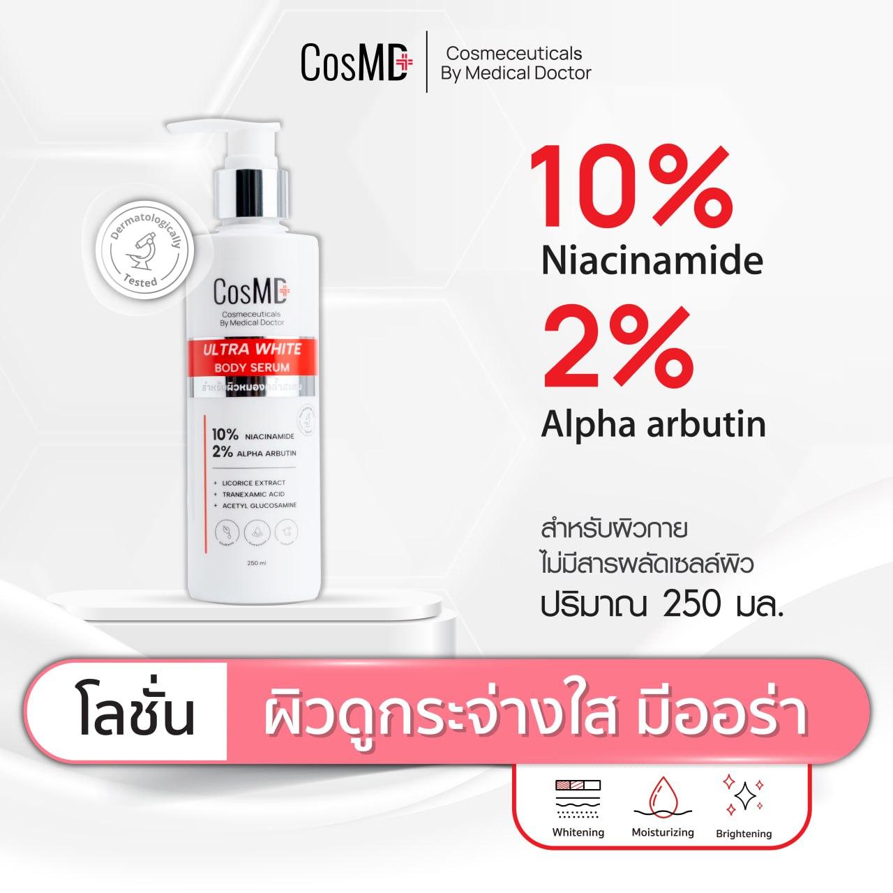 CosMD โลชั่นบำรุงผิวกาย 10% NIACINAMIDE + 2% ARBUTIN