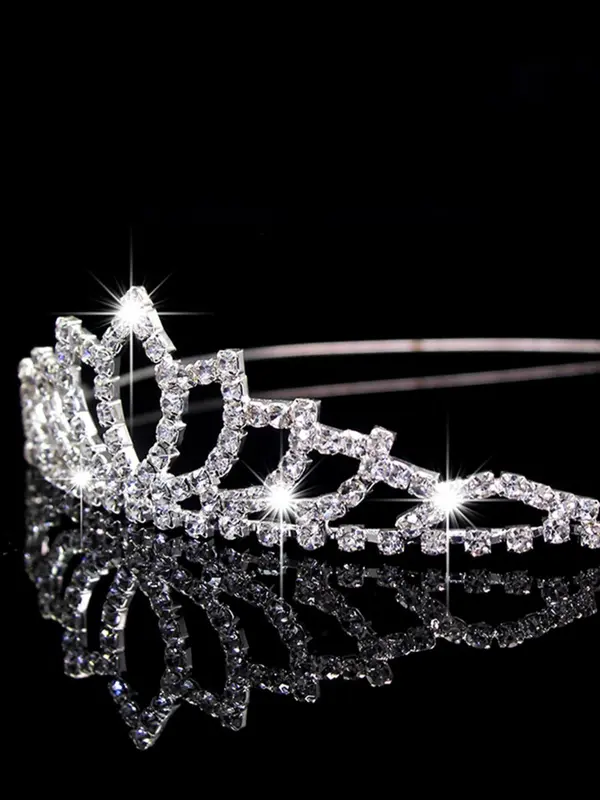 Rhinestone Crown for Wedding Bridesmaid Pageant Party Flower Girl Tiara Headdress, Elegant Temperament Crown 4
