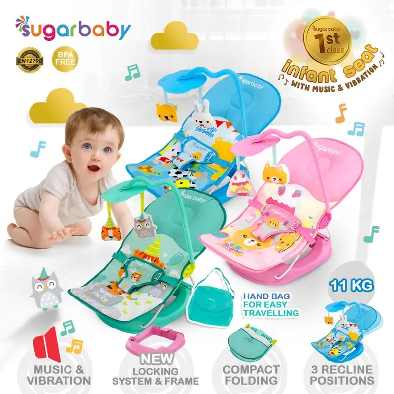 Sugar Baby Fold Up Infant Seat - Kursi Santai Getar dan Musik Bayi 0