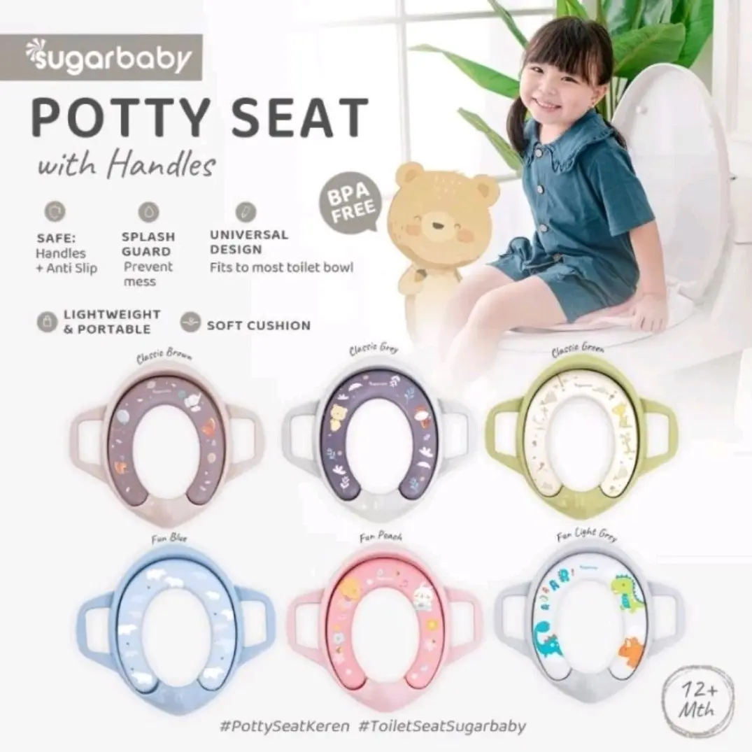 SUGARBABY POTTY SEAT WITH HANDLE WATERPROOF | BANTAL DUDUK LEMBUT | PEGANGAN MUDAH DIGENGAM | TOILET TRAINING Balita Cewek Cowok