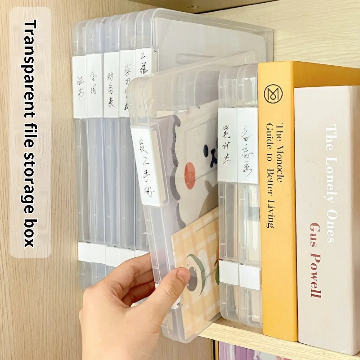 A4 File Storage Box Transparent Double Card Buckle Plastic File Box Waterproof Dustproof Household Register Graduation Certificate Documentary Box water  jewelry  box