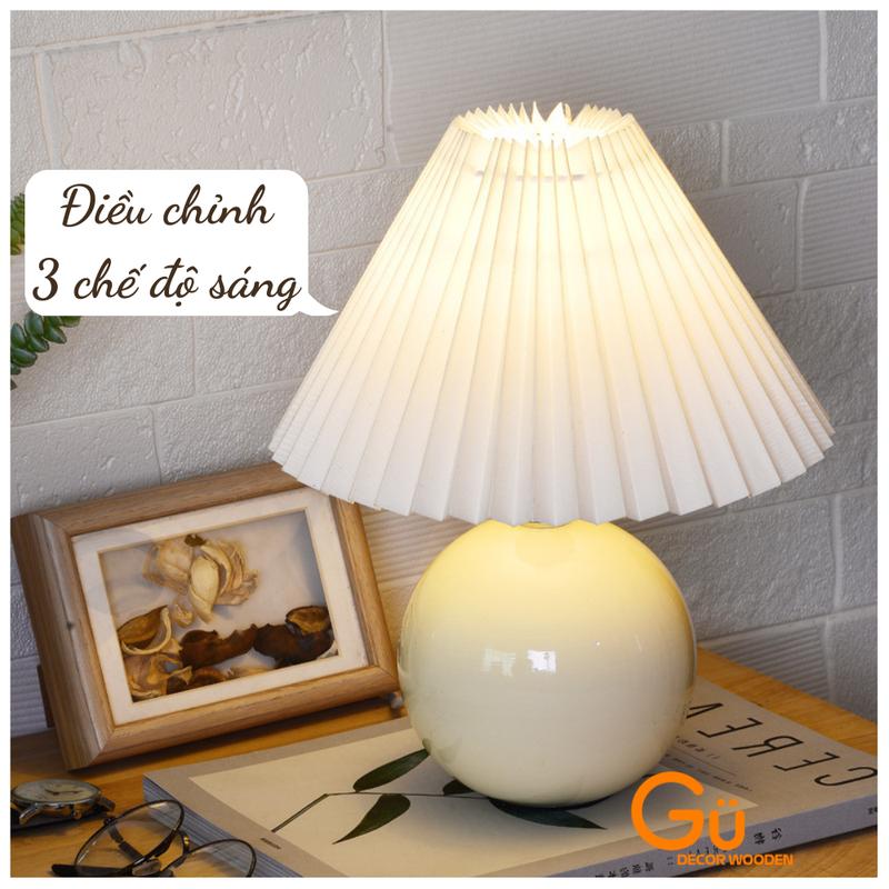 Đèn ngủ để bàn thân sứ chao đèn xếp ly Đèn học decor trang trí nhà cửa
