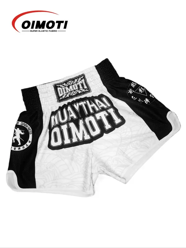 Men's Letter Print Split Hem Sports Shorts, Breathable Quick Drying Elastic Waist Boxing Shorts, Men's Sportswear for Gym Workout Running 6