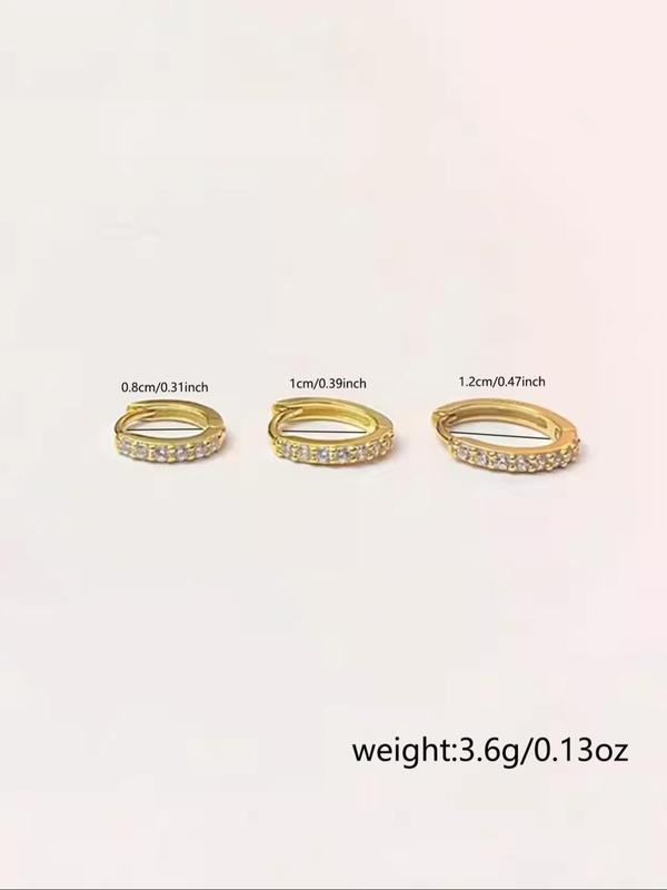 Simple Rhinestone Decorated Hoop Earrings, Fashionable Earrings for Women & Girls, Trendy All-match & Exquisite Jewelry for Birthday Gift 1