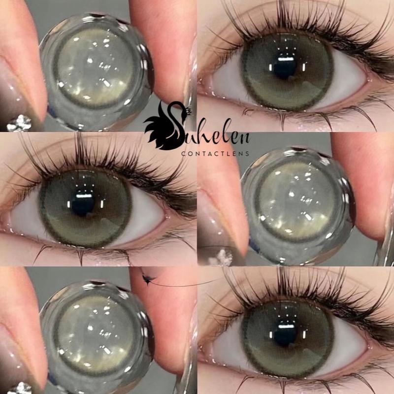 (Có CẬN) KÍNH ÁP TRÒNG MÀU (GREEN Bonie)phối 2 MÀU lens mắt Oliviamonrose Dia: 14.2 Nữ