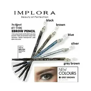 GIRLS KINGDOM-IMPLORA Eye Brow Pencil 2 IN 1 ( PENSIL + SERUTAN + SIKAT ) ORIGINAL BPOM / 2IN1 PENSIL ALIS IMPLORA Black Brown Creamy Waterproof