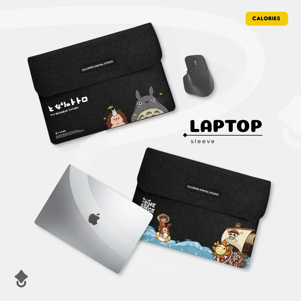 laptop sleeve sarung laptop dan macbook lucu ghibli totoro one piece haikyuu laptop ponyo #LSMX