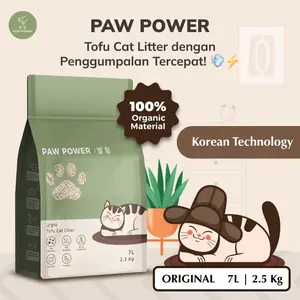 PAWPOWER Tofu Cat Litter Fast Clumping 7L - Pasir Kucing Gumpal Soya
