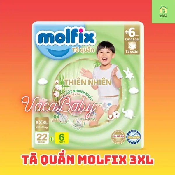 Tã/Bỉm Molfix Organic Thiên Nhiên Thổ Nhĩ Kỳ Size Lớn Nhất XXXL22+6 Miếng Dành Cho Bé 20-35kg Women Nữ Với Lớp Dẫn Thấm Siêu Khô Thoáng Và Thiết Kế Chống Tràn Kép Đặc Biệt ta  lot 2