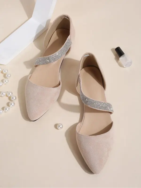 Women's Fashionable Rhinestone Decorated Pointed Toe Flat Shoes, Elegant Casual Slip on Shoes for Party, Daily Clothing Decor for Women & Girls, Footwear 5