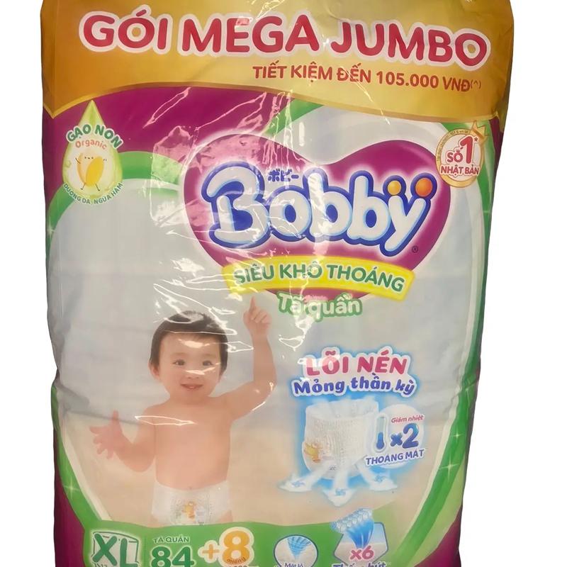 Tả quần Bobby size xl (84 +4)  có 88 miếng dành cho bé 12 đến  17 ký Bỉm