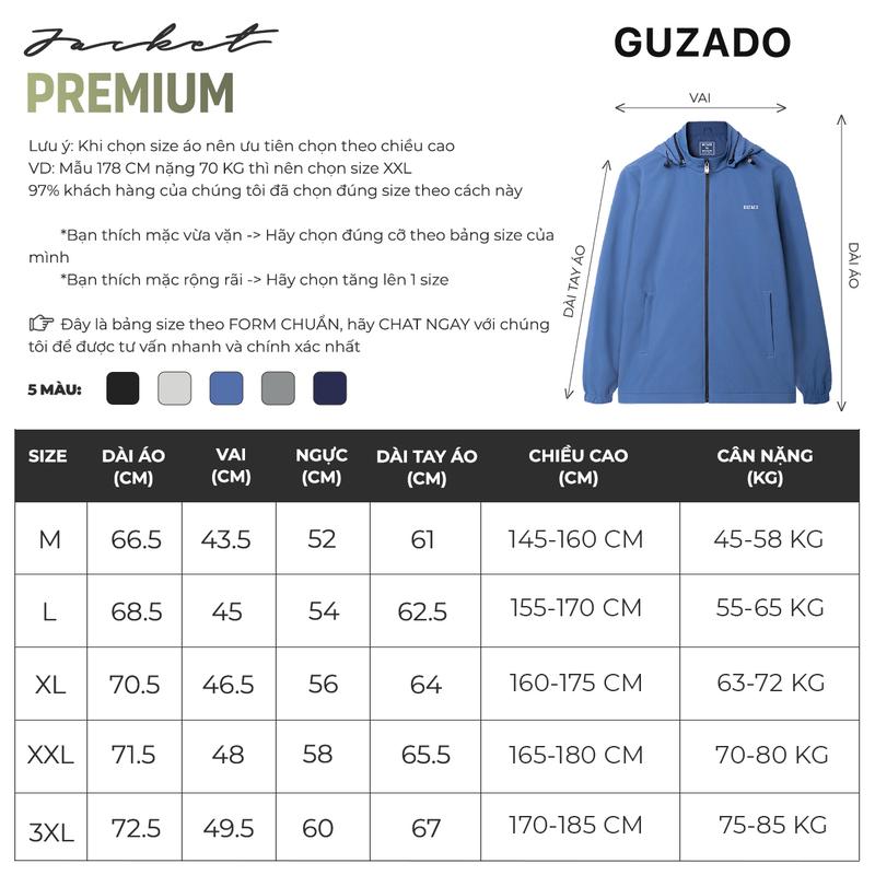 Product Introduction of GUZADO - Áo Khoác Jacket Gió Nam Đen Thiết Kế Basic Khỏe Khoắn Dễ Phối Đồ Menswear GKG15 0