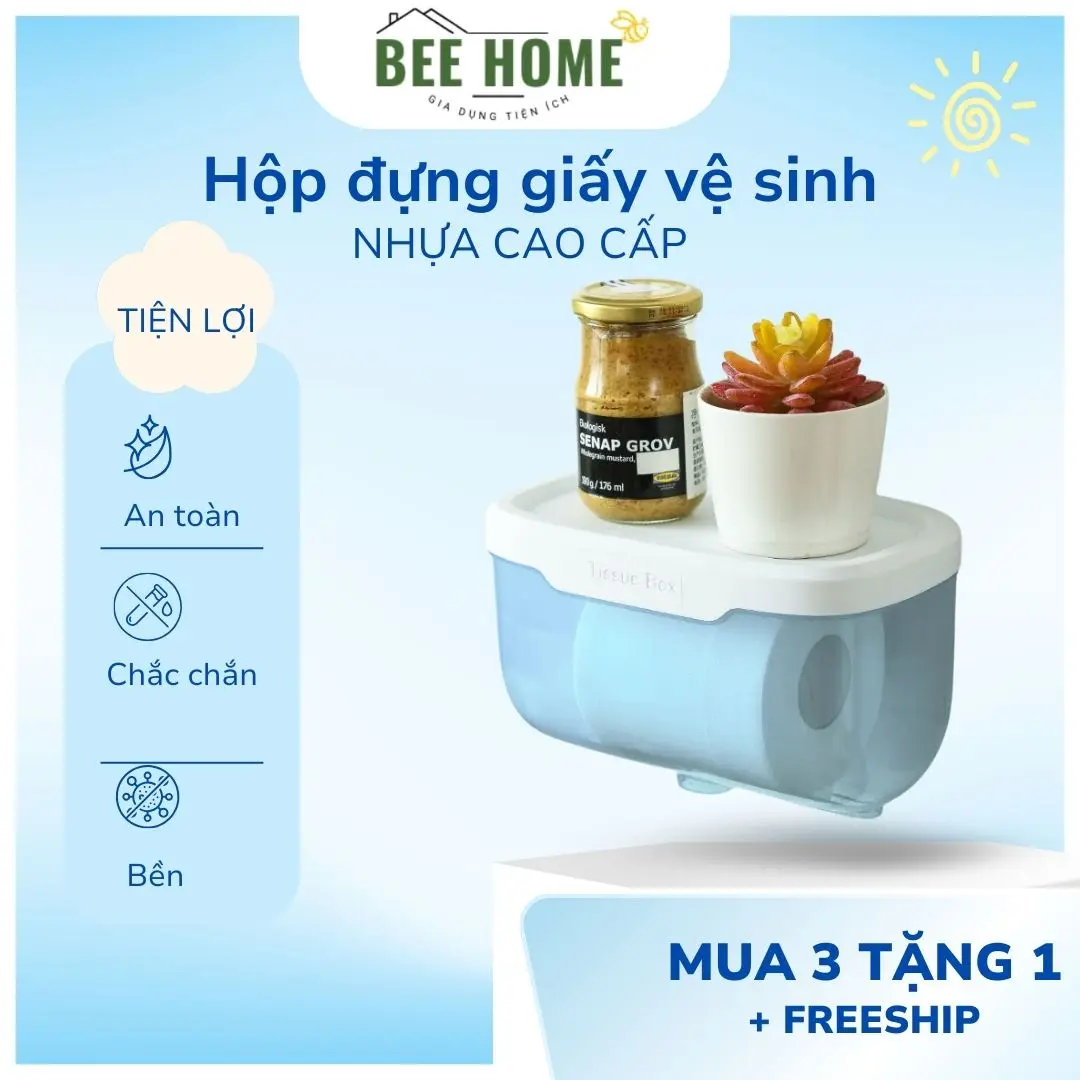 Hộp đựng giấy vệ sinh, hộp đựng khăn giấy đa năng chống thấm nước tiện lợi BEE HOME DGVS