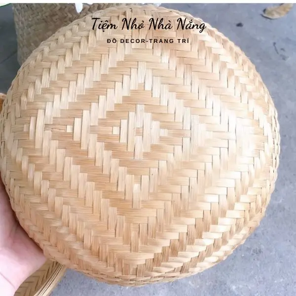 Thúng tre mini trang trí decor, rổ tre hun khói đựng đồ ăn, chụp ảnh size 20cm, 25cm, 30cm Giỏ 1