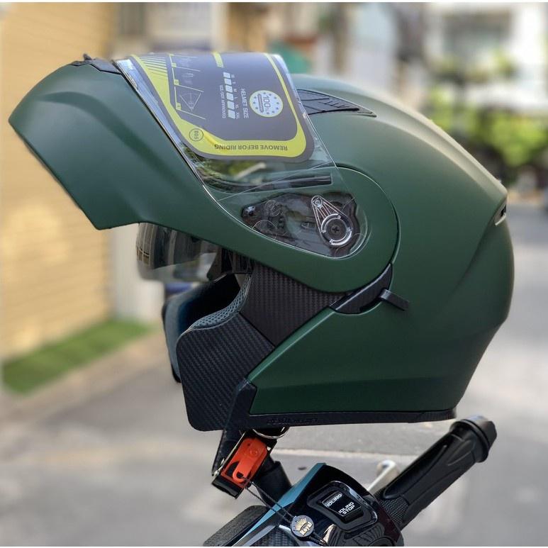 Mũ Bảo Hiểm M179 Xanh Lính Lật Hàm 2  kính - Helmet