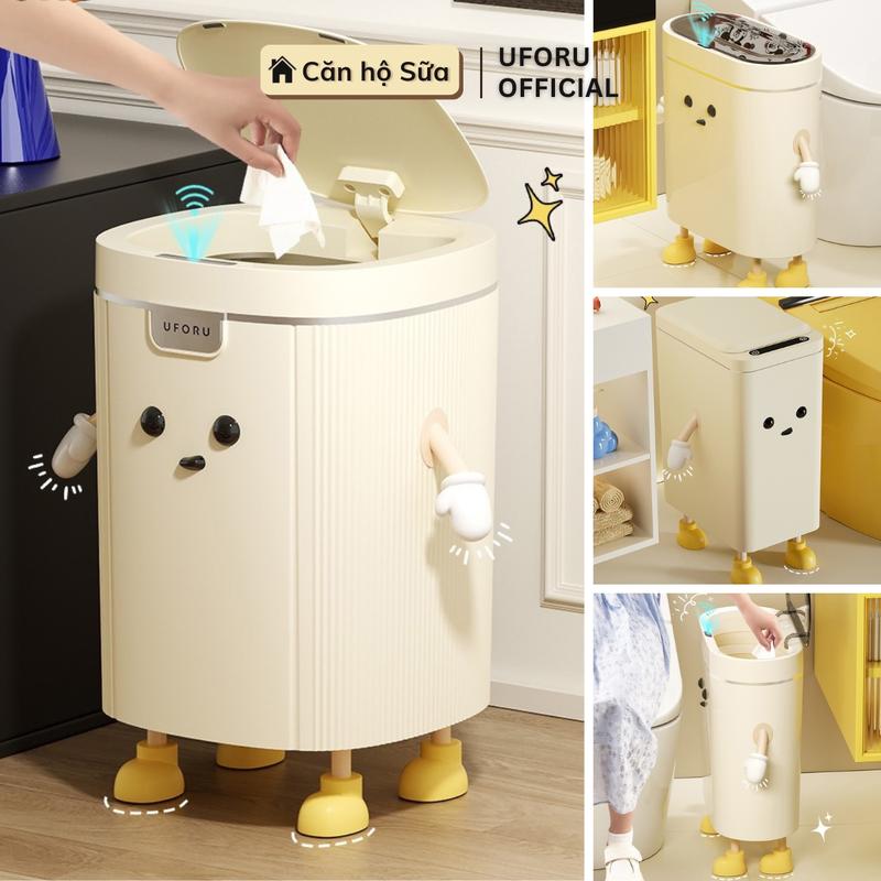 Thùng Rác Nắp Bật Cảm Ứng Thông Minh UFORU Chất Liệu Nhựa HIPS Kháng Nước Chuẩn IPX5 Thiết Kế Cao Cấp Thể Tích 15L - UF522 thùng  rác