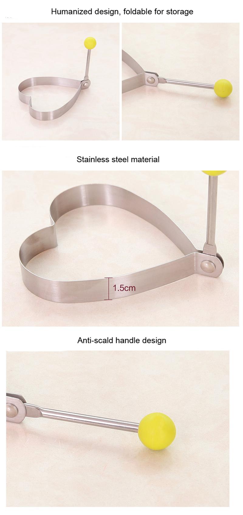 Product Introduction of 5Pcs Stainless Steel 5Style Fried Egg Pancake Shaper Omelette Mold Mould Frying Egg Cooking Tools Kitchen Accessories Gadget 11