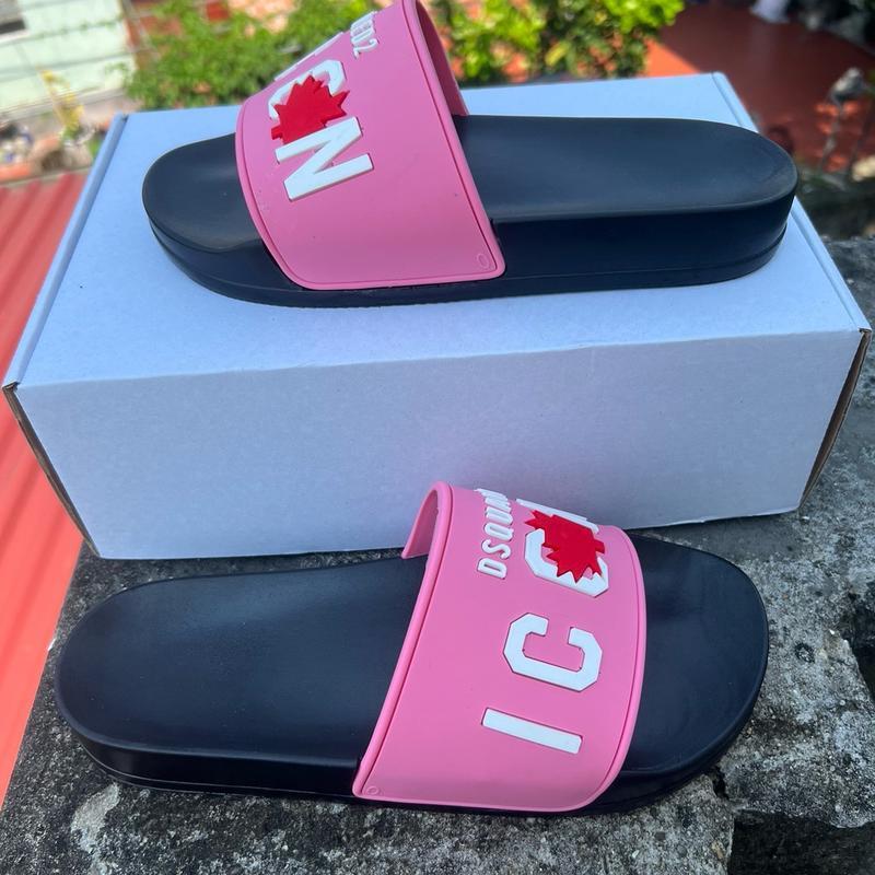 Dép Lê ĐS QUỜ ICON lá bản màu Hồng size 37-43 Slipper đế sóng quai cao su chữ nổi. dép  lá 2