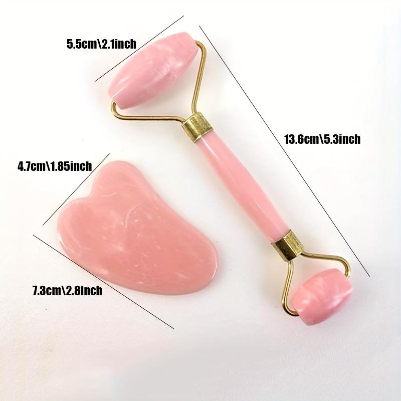 Product Introduction of Bộ Máy Massage Con Lăn Mặt Thạch Anh Hồng, 2 Cái, Dán Gua Sha Resin Hình Trái Tim Hai Đầu, Không Có Hương Vị, Máy Massage Mắt Và Mặt Bằng Tay, Không Cần Pin, Thích Hợp Để Mát Xa Mặt Và Mắt 3