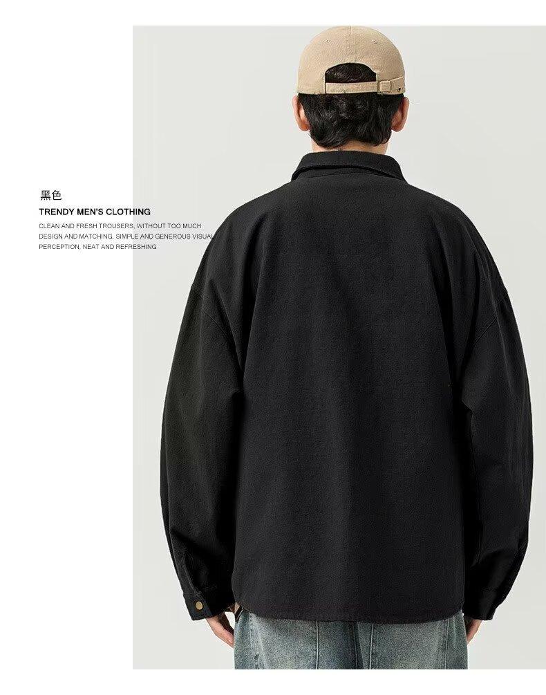 Product Introduction of Men's washed vintage long sleeve work shirt Artistic style cotton large size shirt jacket 13