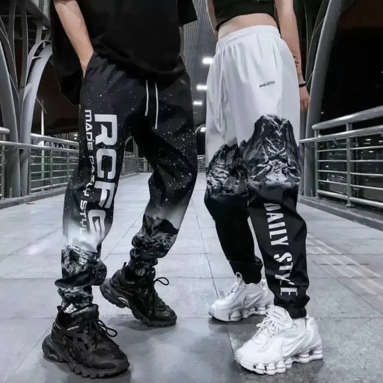 Quần Thể Thao, Rộng Rãi, In Hình, Phong Cách Hip Hop Hàn Quốc, Thời Trang Cao Cấp Cho Nam Menswear Pants