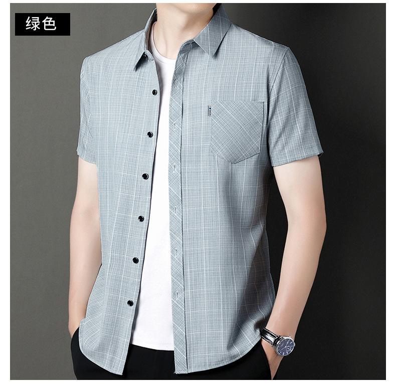 Product Introduction of Short sleeve shirt for men, summer wear, lightweight, casual, loose, with pockets, suitable for middle-aged and young men 12