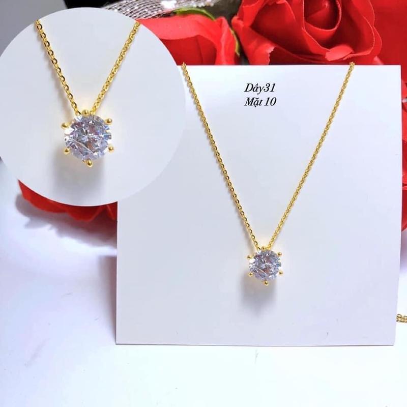 Product Introduction of Dây chuyền mặt ổ đá 6 chấu k.im M.o.i.s 6li xanh trắng va.ng 10k Hàng ngày 1