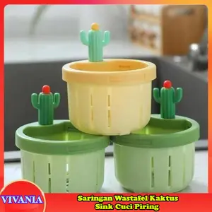 VIVANIA - Saringan Wastafel Kaktus Sink Cuci Piring Saringan Bak Cuci Piring Tombol Ajaib
