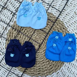 3 Pasang Sarung Tangan Bayi 3 Pasang Sarung Kaki Bayi Baru Lahir Biru newborn