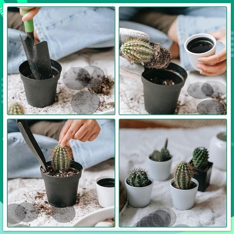 Product Introduction of AT Round Flower Pot Mat Flower Pot Bottom Hole Mat Grid Plant Insect-proof Pot Bottom Mat 24