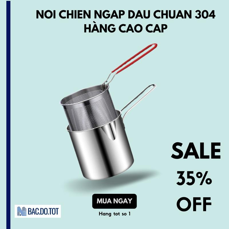 [HÀNG CHUẨN XỊN 304] Nồi Chiên Ngập Dầu Dáng Dài Kèm Rổ Chiên Lọc Dầu Inox 2in1 Chống Rỉ Tiện Lợi Nấu Được Bếp Từ, Bếp Hồng Ngoại, Bếp Gas 1200ml