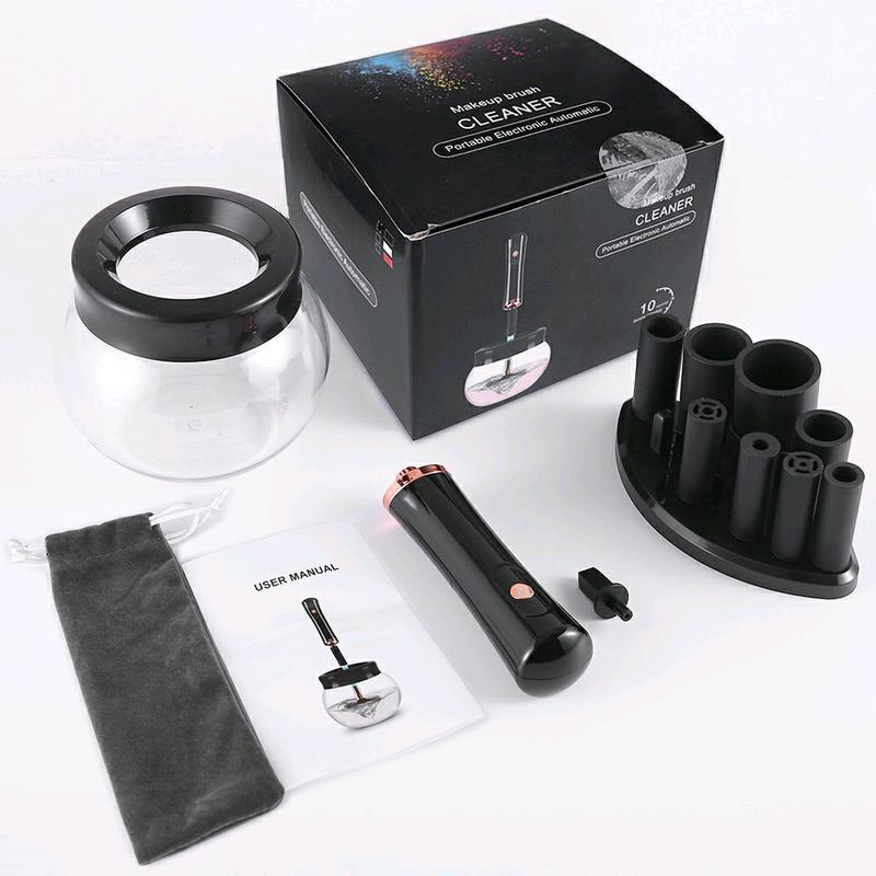 Electric Make up Brush Cleaner Dryer Set Machine Cosmetic Auto Clean Quick Dry-Black 7